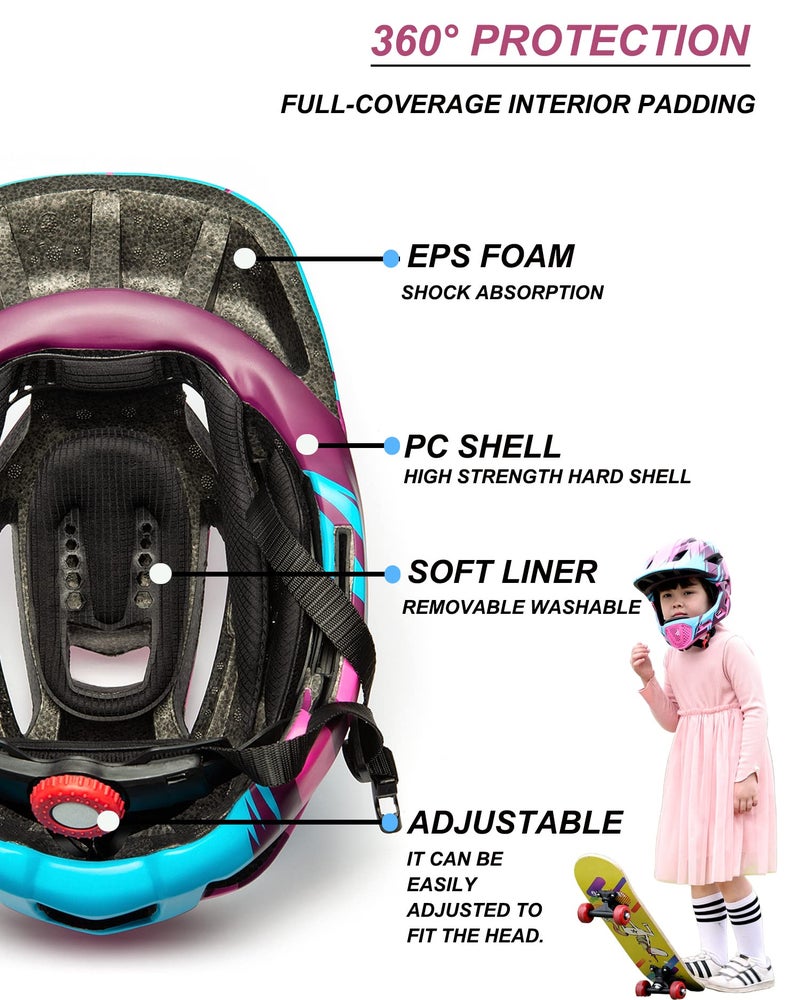 Natuway Toddler and Kids Full Face Helmet, Girl and Boy BMX Multi-Sport Detachable Mountain Dirty Bike Helmet Around 3-12 Years Head Circumference. - Image 5